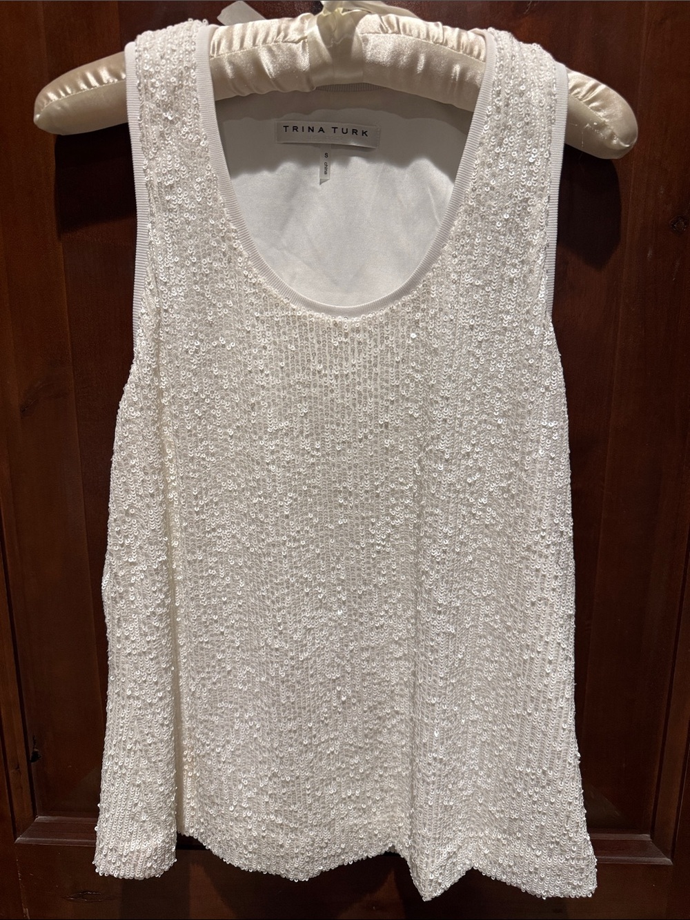 Trina Turk Ivory Beaded Sleeveless Camisole Size S